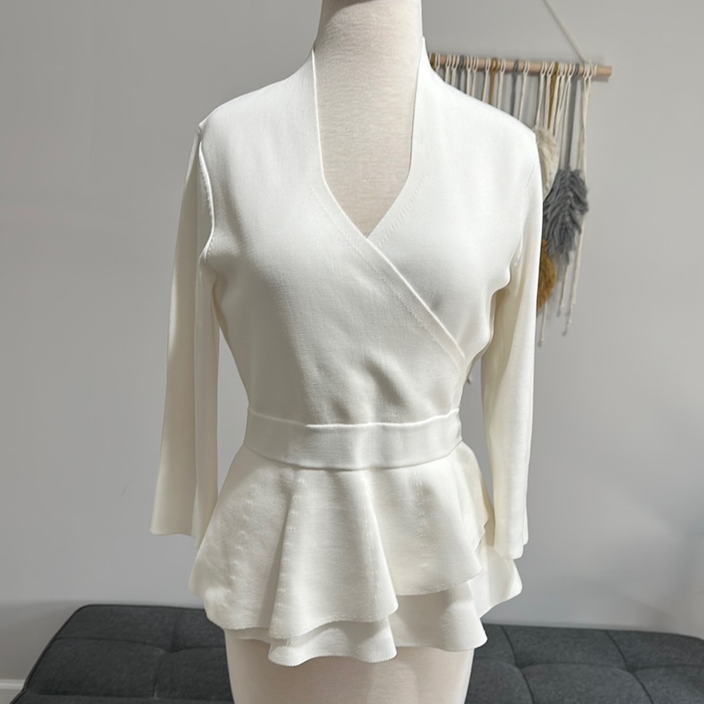 Elegant White Women's Peplum Blouse